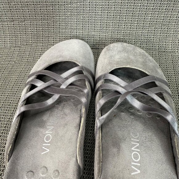 Vionic Claire Womens Size 9 Gray Suede Slip-On Mule Sandals With Elastic Straps - Picture 6 of 9